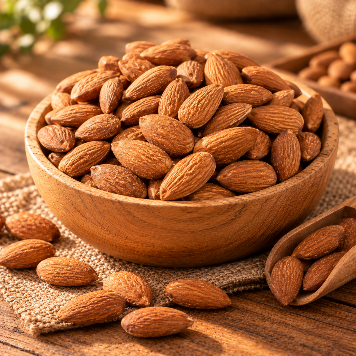 Almendras en un bowl de madera